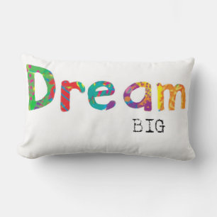 Rectangle grand rêve coussin texte coloré art original