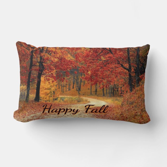 Rectangle Happy Fall Automne Coloured Road coussin (Recto)