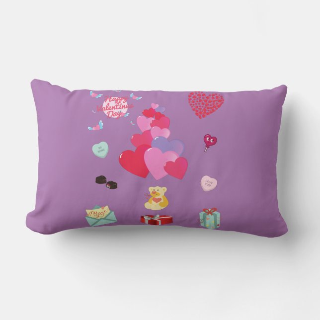 Rectangle Heureuse Sainte-Valentin Lumbar Coussin (Recto)