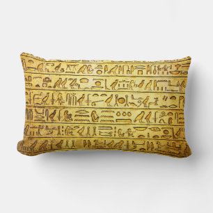 Rectangle Hiéroglyphes égyptiens anciens Coussin Lumbar jaun