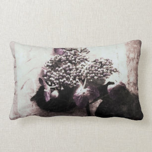 Rectangle hydrangea sur script grunge lumbar coussin