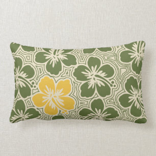 Rectangle Île Hibiscus Hawaiian réversible Lumbar Coussin