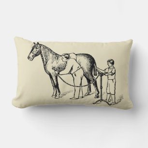 Rectangle ILLUSTRATION vintage Horse Clip Coussin Lumbar
