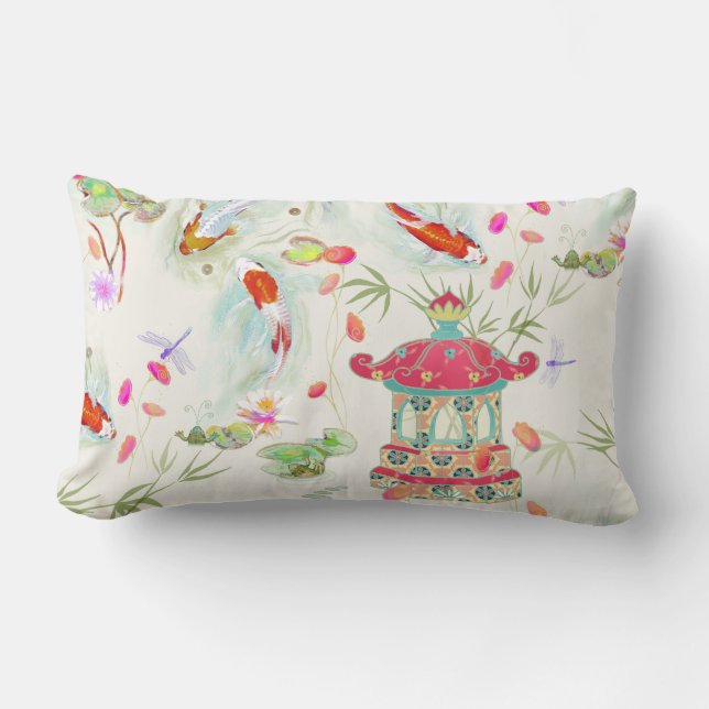 Rectangle Jardin japonais d'eau sur Coussin ivoirien (Recto)