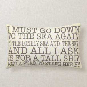 Rectangle Je dois descendre à la mer Coussin en naturel