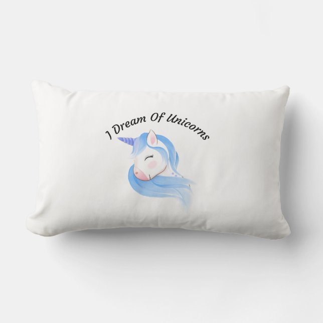 Rectangle Je Rêve De Unicorns Lumbar Coussin (Recto)