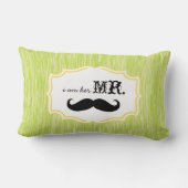 Rectangle Je suis Son Coussin M. Aqua et Lime Mustache (Verso)