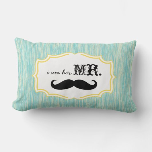 Rectangle Je suis Son Coussin M. Aqua et Lime Mustache (Recto)