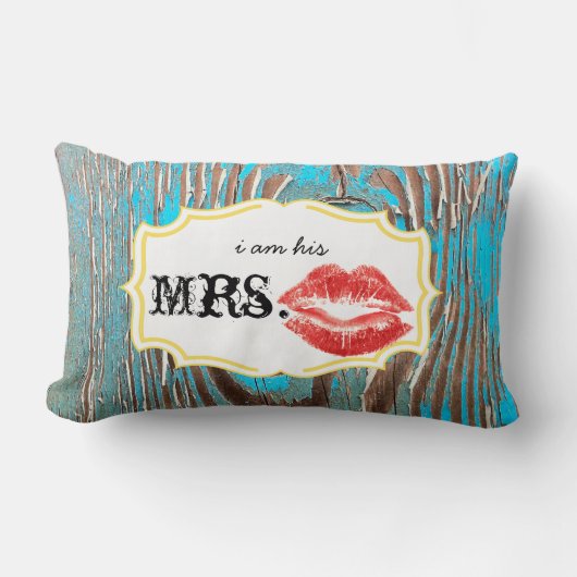 Rectangle Je suis son Coussin Mme Red Lips Old Barn Wood Aqu (Recto)