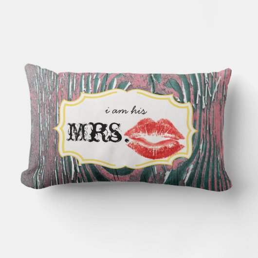 Rectangle Je suis son Coussin Mme Red Lips Old Barn Wood Mau (Recto)