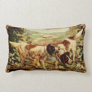 Rectangle Jet vintage du 19ème siècle de coussin de chiens