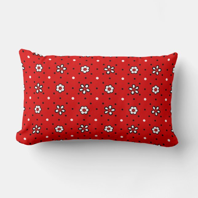 Rectangle Joli Coussin de fleurs rouges (Recto)
