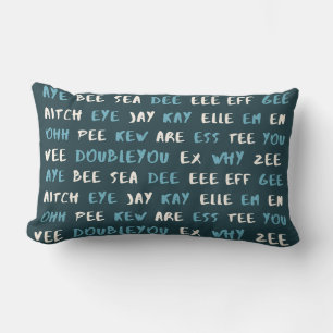 Rectangle Jote ABC ‘AYE BEE SEA’ Coussin phonétique Lumbar