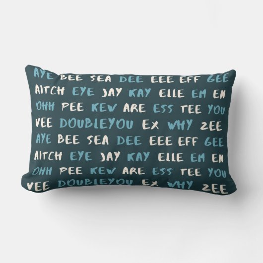 Rectangle Jote ABC ‘AYE BEE SEA’ Coussin phonétique Lumbar (Recto)
