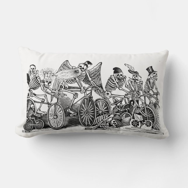 Rectangle Jour des Morts - Calavera las biciletas Coussin (Recto)