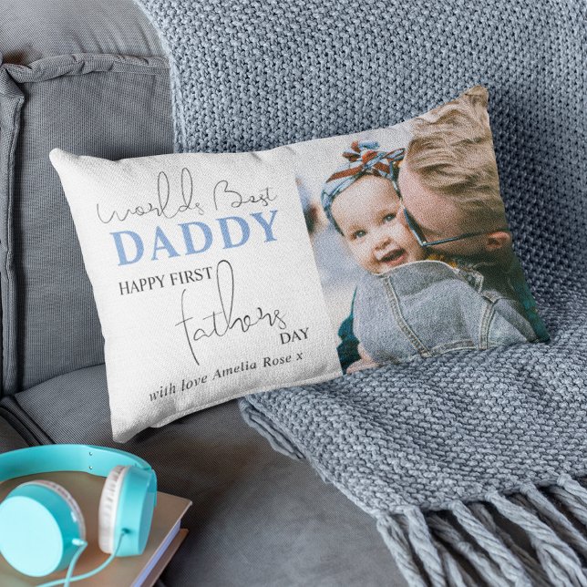 Rectangle Joyeuse première fête des pères | Coussin lombaire (Créateur téléchargé)