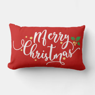 Rectangle Joyeux Coussin de Noël rouge et blanc