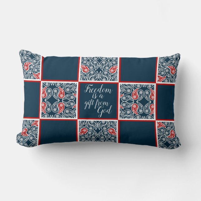 Rectangle "La liberté est un don de Dieu" Coussin Paisley (Recto)