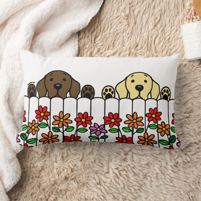 Rectangle Labrador Duo vous regarder Lumbar Coussin (Couverture)