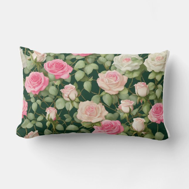 Rectangle Lavande Rose Vine Long Coussin - Elegant Floral Co (Recto)