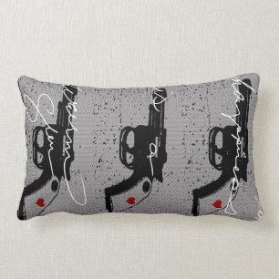 Rectangle Le bonheur est un coussin chaud d'arme à feu