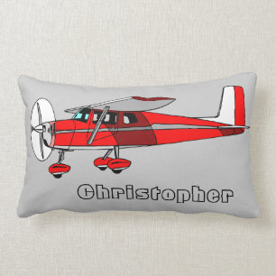 Rectangle Le coussin du garçon mignon, avion rouge avec le