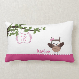 Rectangle Le hibou de huée heureux a personnalisé le coussin