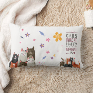 Rectangle Les chats me rendent heureux Coussin de bois de bo
