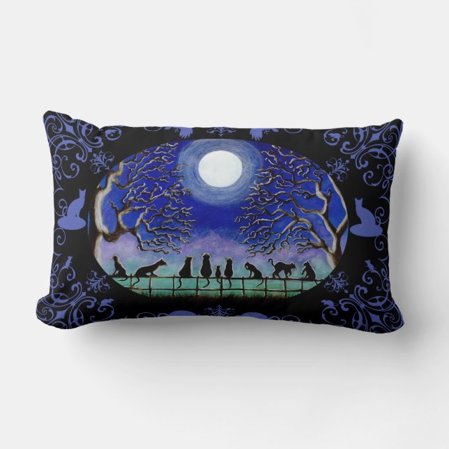 Rectangle Les chats noirs autoguident le coussin de décor (Recto)