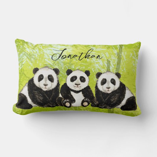 Rectangle Les Trois Pandas | Coussin (Recto)