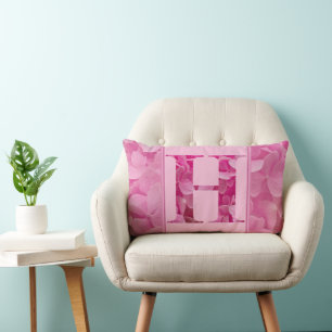 Rectangle LETTRE Florale rose LETTRE "H" Coussin Lumbar