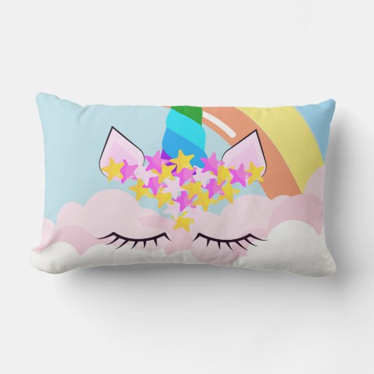 Rectangle Licorne Arc-en-Ciel dans le Ciel Coussin Lombaire (Recto)