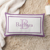Rectangle Lilac Purple/ Monogramme blanc Nom Coussin de cons (Couverture)