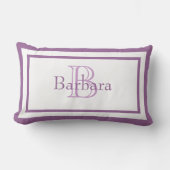 Rectangle Lilac Purple/ Monogramme blanc Nom Coussin de cons (Recto)