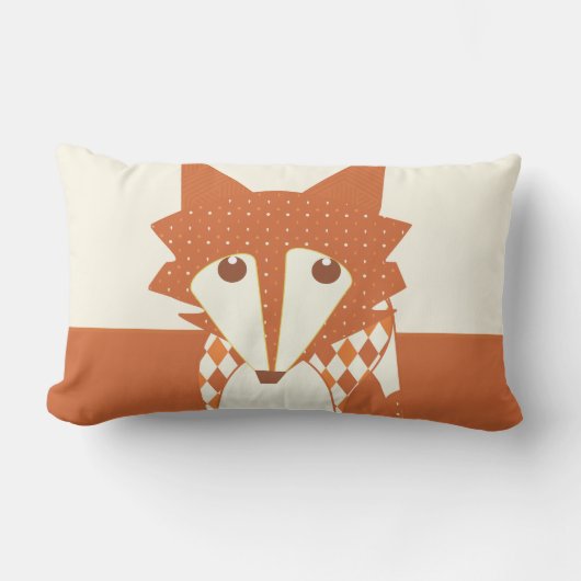 Rectangle Lime Monogramme Stylisé Fox Coussin (Recto)