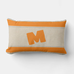 Rectangle Lin Look Stripes Ajouter un Coussin de monogramme