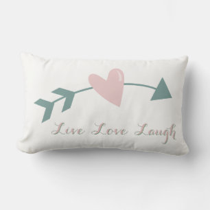 Rectangle Live Love Rire Coussin Avec Coeur Et Flèche