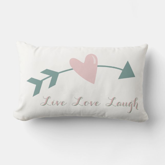 Rectangle Live Love Rire Coussin Avec Coeur Et Flèche (Recto)