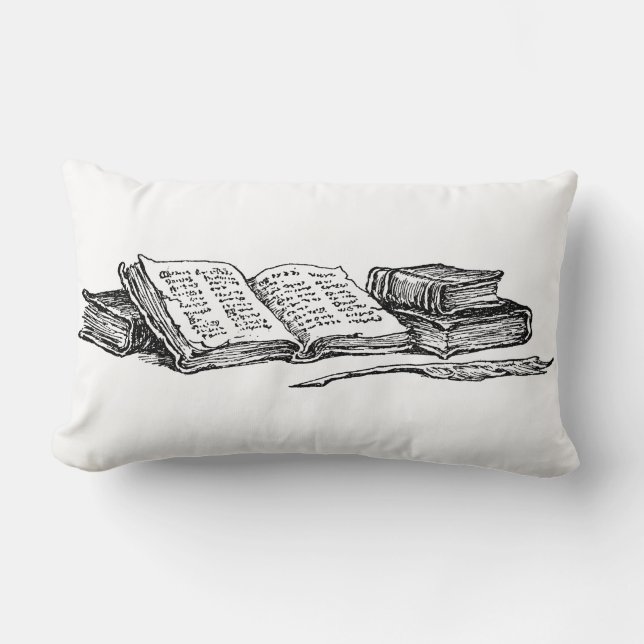 Rectangle Livres vintages et Coussin de lecture Quill (Recto)