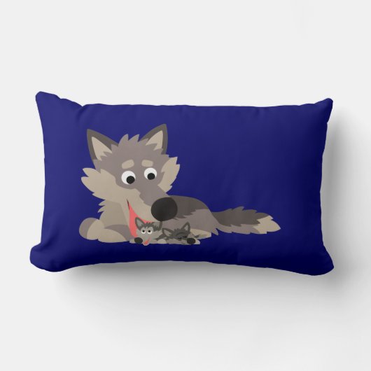 Rectangle Loup de papa de bande dessinée et coussin mignons (Recto)