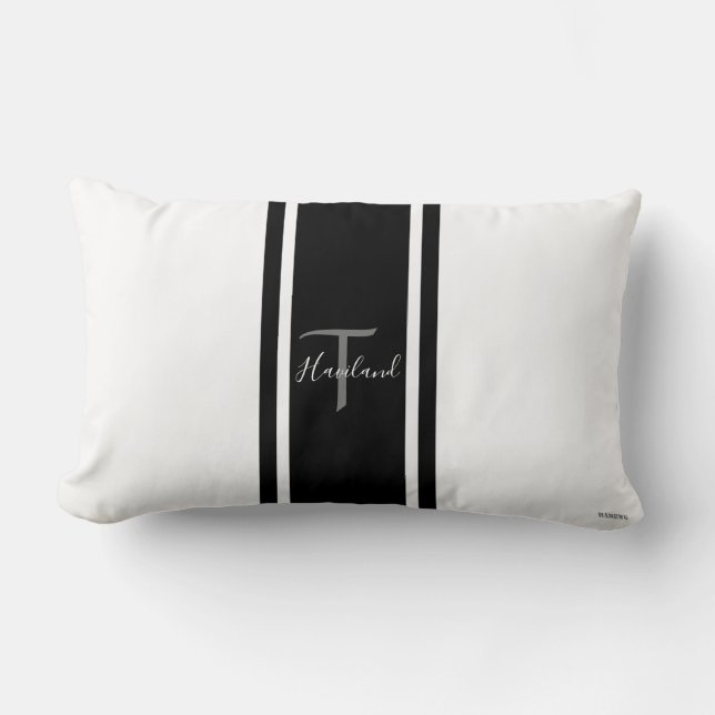 Rectangle Lumbar Coussin HAMbyWG - noir et blanc (Recto)