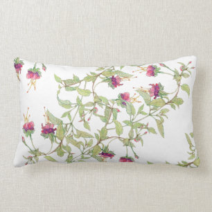 Rectangle Lumbar floral de coussin de motif de roses magenta