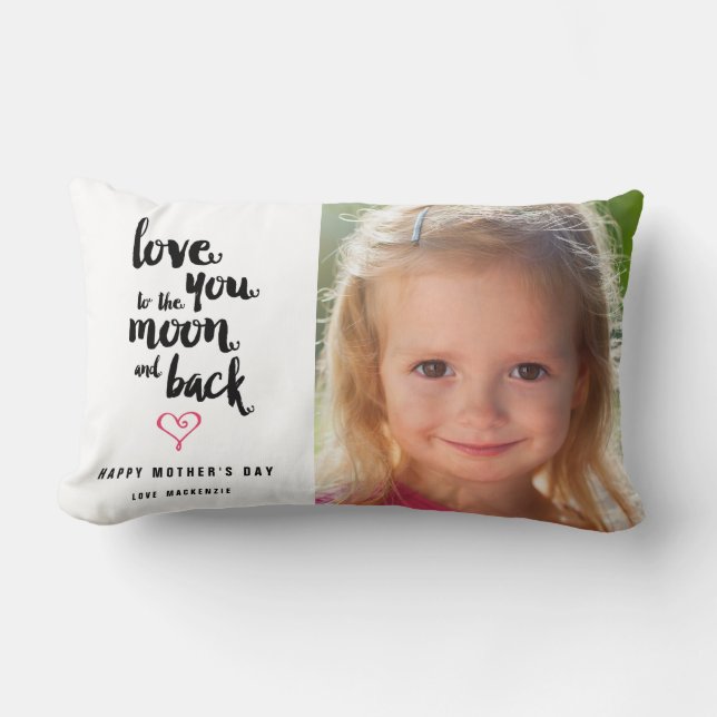 Rectangle Lune et arrière| Coussin photo de la fête des mère (Recto)