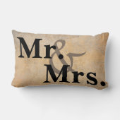 Rectangle M. et Mme typographie coussin sepia et kaki. (Verso)