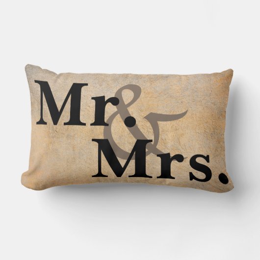 Rectangle M. et Mme typographie coussin sepia et kaki. (Recto)