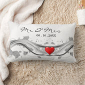 Rectangle Mariage Souvenir Monogramme Amour Accent Coussin (Couverture)