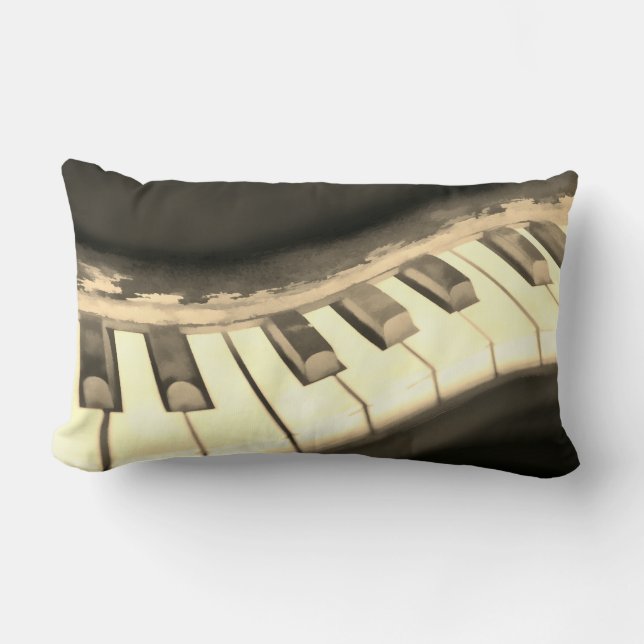 Rectangle mélomane piano coussin clavier art en sepia (Recto)