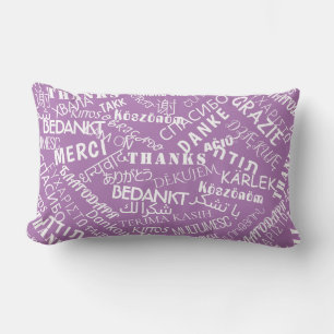 Rectangle Merci Texte violet Coussin multilingue