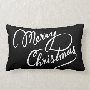 RECTANGLE MERRY CHRISTMAS À LA MAIN COUSSIN