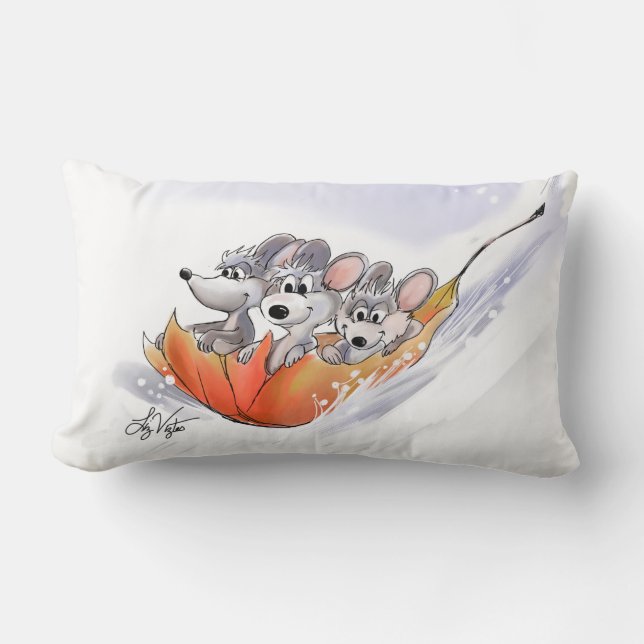 Rectangle Mic, Mac et Moe's Winter Holiday Lumbar Coussin (Recto)